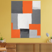 ein Gemälde mit orangefarbenen und grauen Quadrate Leinwanddruck (Insitu (Wohnzimmer))