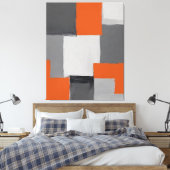 ein Gemälde mit orangefarbenen und grauen Quadrate Leinwanddruck (Insitu (Schlafzimmer))