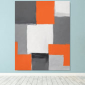 ein Gemälde mit orangefarbenen und grauen Quadrate Leinwanddruck (Insitu (Holzboden))