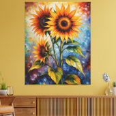 ein Gemälde mit Sonnenblumen auf einem farbenfrohe Leinwanddruck (Insitu (Wohnzimmer))
