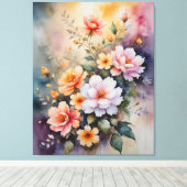ein Gemälde von Blume auf einem farbenfrohen Hinte Leinwanddruck (Insitu (Holzboden))