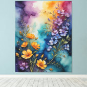 ein Gemälde von Blume auf einem farbenfrohen Leinwanddruck (Insitu (Holzboden))