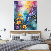 ein Gemälde von Blume auf einem farbenfrohen Leinwanddruck (Insitu (Schlafzimmer))
