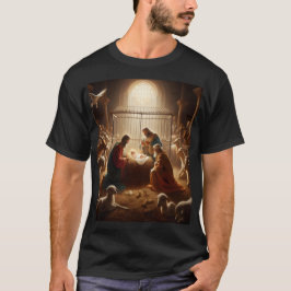 ein Gemälde von Reyes magos in einem Käfig mit ein T-Shirt