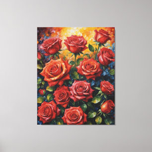 ein Gemälde von rote Rosen Leinwanddruck