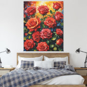ein Gemälde von rote Rosen Leinwanddruck (Insitu (Schlafzimmer))