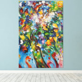 ein Gemälde von Vintagen Blume und Blätter Leinwanddruck (Insitu (Holzboden))