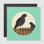 Ein Gemeiner Gartenvogel saß auf einem Zaun Magnetkarte (Vorne/Hinten)