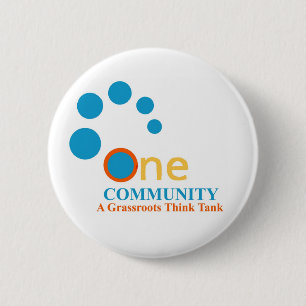 Ein Gemeinschaftsdenkfabrik-runder Knopf Button
