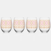 Ein gemustertes Bild in Rot und Weiß mit einem Dia Weinglas Ohne Stiel (Hinten)