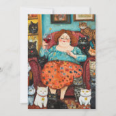 Ein gemütlicher Abend mit kinderloser Cat Lady Einladung (Vorderseite)