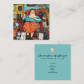 Ein gemütlicher Abend mit kinderloser Cat Lady Quadratische Visitenkarte (Vorne/Hinten)