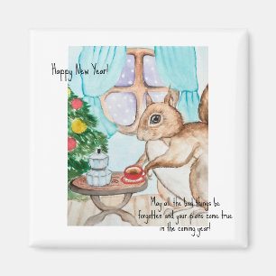 Ein gemütlicher zeichn eines niedlichen Eichhörnch Magnet