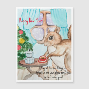 Ein gemütlicher zeichn eines niedlichen Eichhörnch Magnetkarte