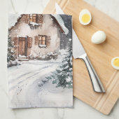 Ein gemütliches Cottage im Winter Geschirrtuch (Viertel Falte)