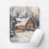 Ein gemütliches Cottage im Winter Mousepad (Mit Mouse)