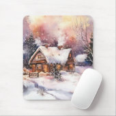 Ein gemütliches Cottage im Winter Mousepad (Mit Mouse)