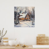 Ein gemütliches Cottage im Winter Poster (Küche)