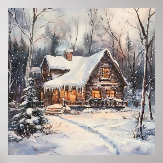 Ein gemütliches Cottage im Winter Poster (Vorne)