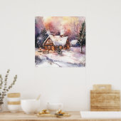 Ein gemütliches Cottage im Winter Poster (Küche)