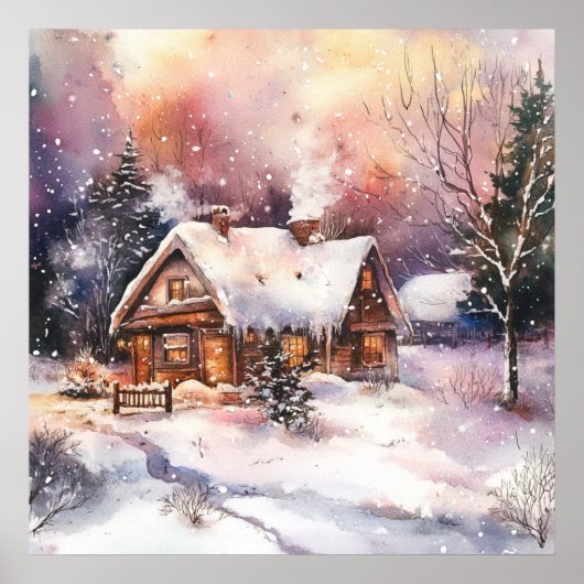 Ein gemütliches Cottage im Winter Poster (Vorne)