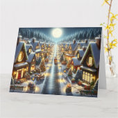 Ein gemütliches Weihnachtsdorf Karte (Gelbe Blume)