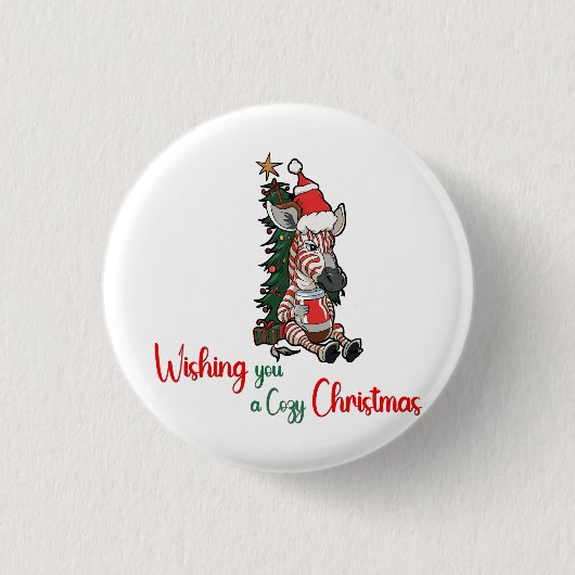 Ein gemütliches Weihnachtspferd Button (Vorderseite)