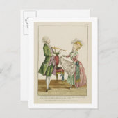 Ein Gentleman spielt Geige, während eine Dame tanz Postkarte (Vorne/Hinten)