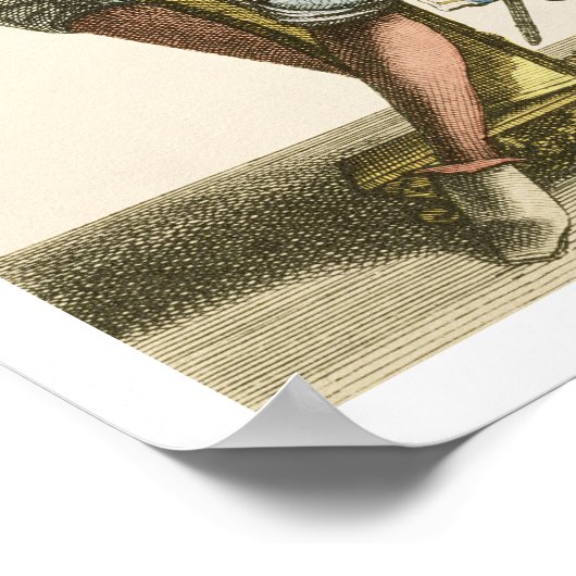 Ein Gentleman spielt Harfe (Gravieren) Poster (Ecke)