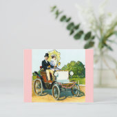 Ein Gentleman und seine Dame fahren - Vintag Postkarte (Stehend Vorderseite)