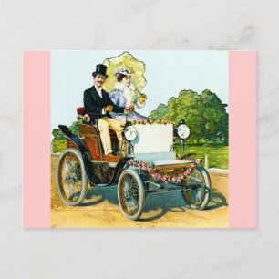 Ein Gentleman und seine Dame fahren - Vintag Postkarte
