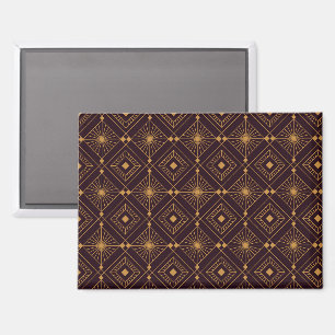 Ein geometrisches Muster mit goldenen Diamantforme Magnet