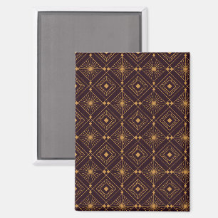Ein geometrisches Muster mit goldenen Diamantforme Magnet