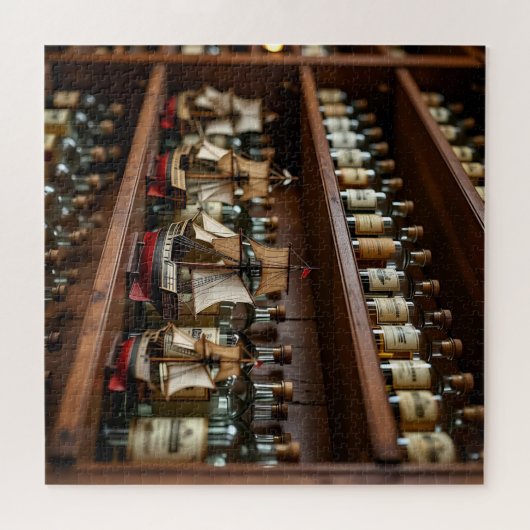 Ein Geschäft mit Booten und Flaschen aus Liquor Puzzle (Horizontal)