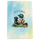 Ein Geschenk für dich | Baseball Themed Baby Dusch Mittlere Geschenktüte (Vorderseite)