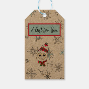Ein Geschenk für dich Lama und Schneeflocken Weihn Geschenkanhänger
