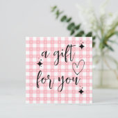 Ein Geschenk für dich Pink Gingham Karte | Cute Co (Stehend Vorderseite)