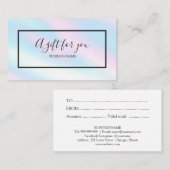 Ein Geschenk für Sie - Chic Holographic Gift Certi Visitenkarte (Vorne/Hinten)