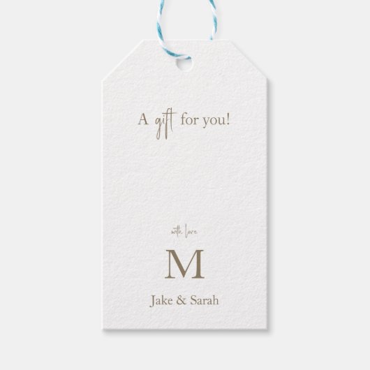 Ein Geschenk für Sie mit Liebe Gold Monogramm Geschenkanhänger (Vorderseite)