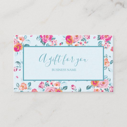 Ein Geschenk für Sie Rosen Blumengeschenkgutschein Visitenkarte (Vorderseite)