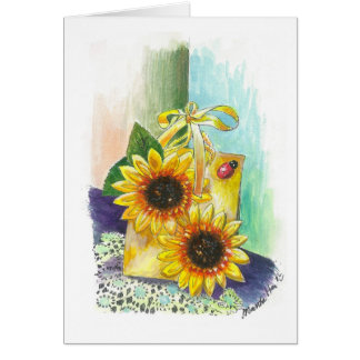 Ein Geschenk mit Sonnenblumen