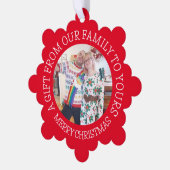 Ein Geschenk von unserer Familie an Ihre Geschenkm Ornament Karte (Linke Ecke)