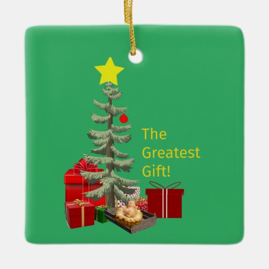 Ein Geschenk wird gegeben! Das Bestste Geschenk! Keramikornament (Vorderseite)