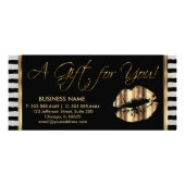 Ein Geschenk-Zertifikat-hübsche Gold💋 Lippen Werbekarte (Vorne)