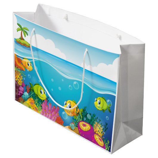 Ein Geschenkbeutel mit Aquatic Charm Große Geschenktüte (Rückseite Schrägansicht)