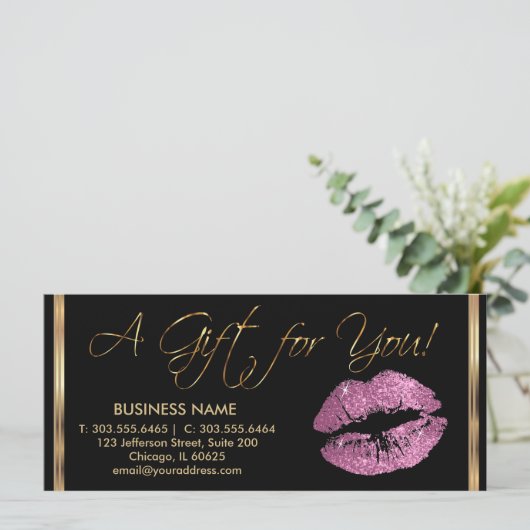 *Ein Geschenkgutschein für rosafarbene Lippenstift (Stehend Vorderseite)