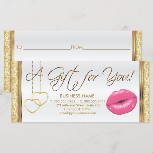 *Ein Geschenkgutschein Rosa Lipstick (Vorne/Hinten)