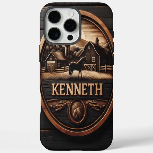 Ein geschnitztes Holzschild mit einem Pferd im län Case-Mate iPhone Hülle (Rückseite)