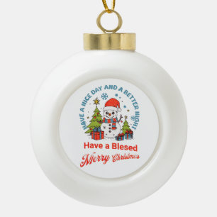 Ein gesegnetes, frohes Weihnachtsfest und ein glüc Keramik Kugel-Ornament