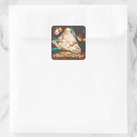 Ein gesegnetes Weihnachtsfest Quadratischer Aufkleber (Tasche)